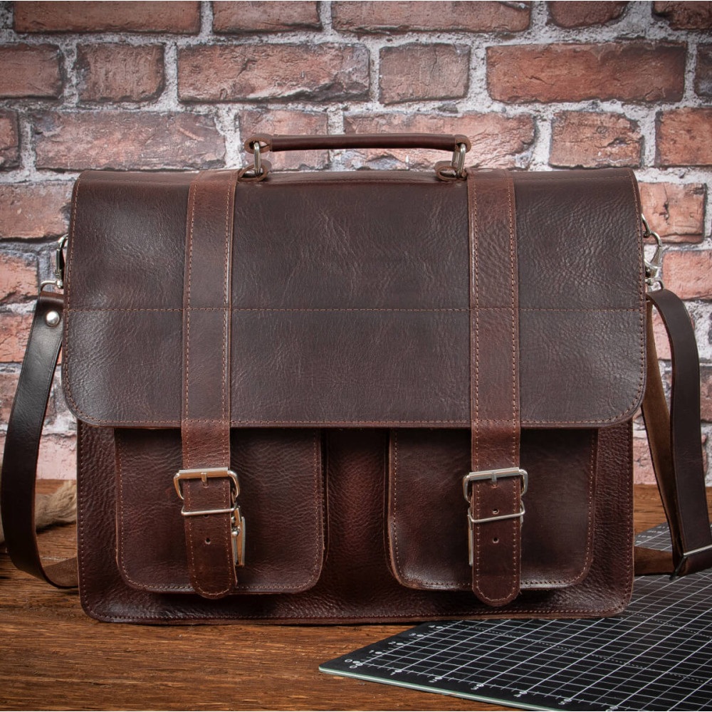 ciemny braz torba do pracy skora juchtowa vintage belveder br51